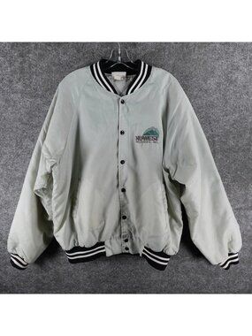 Vintage Hartwell Satin Bomber Jacket Mens XL Gray Nu-West Industries USA Made